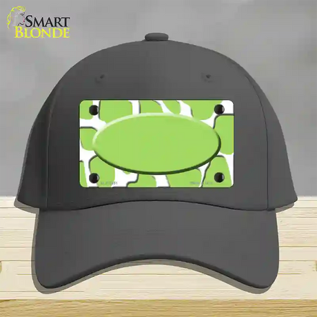 Lime Green White Giraffe Lime Green Center Oval Novelty License Plate Hat Cotton / Charcoal