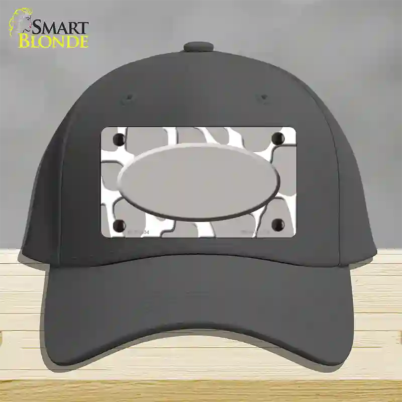 Grey White Giraffe Grey Center Oval Novelty License Plate Hat Cotton / Charcoal