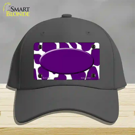 Purple White Giraffe Purple Center Oval Novelty License Plate Hat Cotton / Charcoal