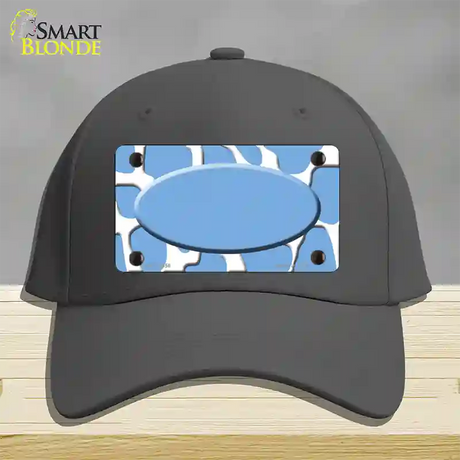 Light Blue White Giraffe Light Blue Center Oval Novelty License Plate Hat Cotton / Charcoal