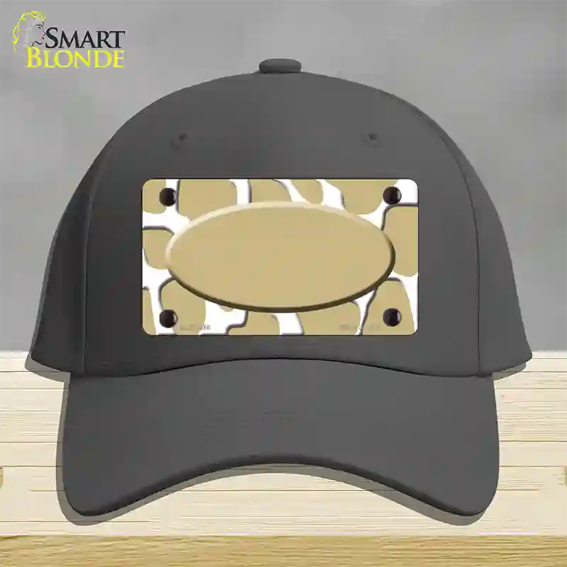 Gold White Giraffe Gold Center Oval Novelty License Plate Hat Cotton / Charcoal