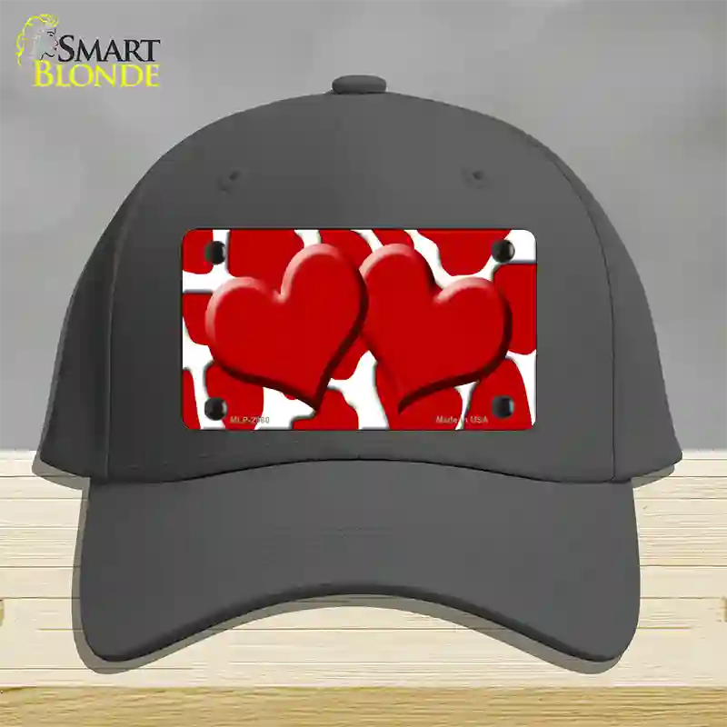 Red White Giraffe Red Centered Hearts Novelty License Plate Hat Cotton / Charcoal