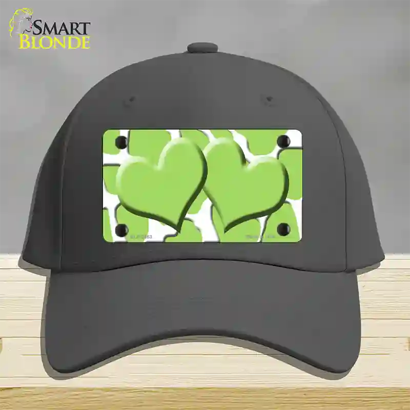 Lime Green White Giraffe Lime Green Centered Hearts Novelty License Plate Hat Cotton / Charcoal