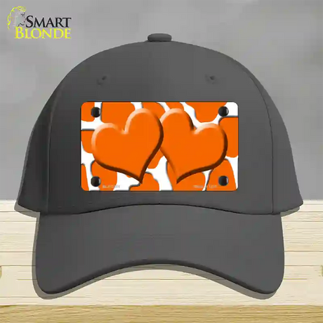 Orange White Giraffe Orange Centered Hearts Novelty License Plate Hat Cotton / Charcoal