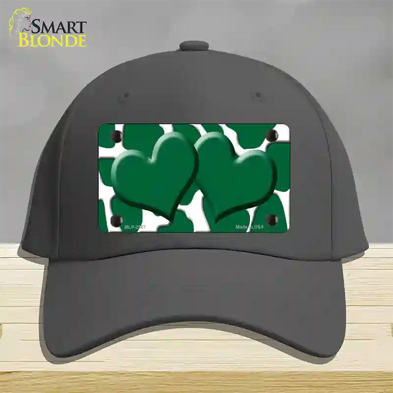 Green White Giraffe Green Centered Hearts Novelty License Plate Hat Cotton / Charcoal