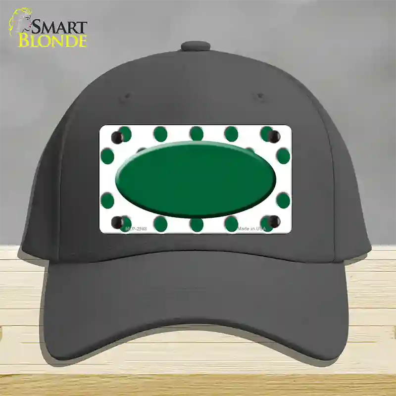 Green White Polka Dot Green Center Oval Novelty License Plate Hat Cotton / Charcoal