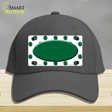 Green White Polka Dot Green Center Oval Novelty License Plate Hat Cotton / Charcoal