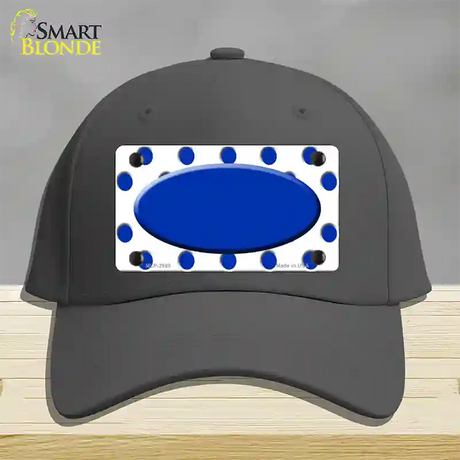 Blue White Polka Dot Blue Center Oval Novelty License Plate Hat Cotton / Charcoal