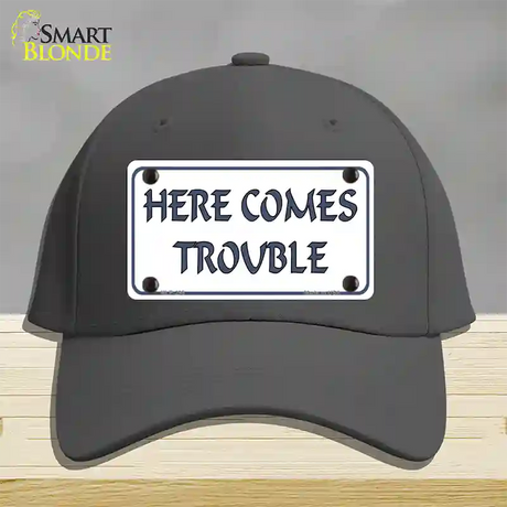 Here Comes Trouble Novelty License Plate Hat Cotton / Charcoal