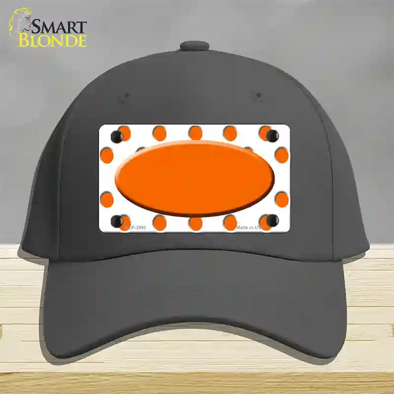 Orange White Polka Dot Orange Center Oval Novelty License Plate Hat Cotton / Charcoal