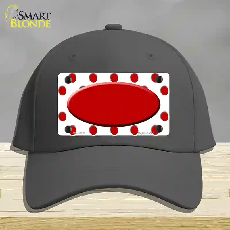 Red White Polka Dot Red Center Oval Novelty License Plate Hat Cotton / Charcoal