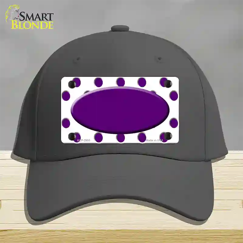 Purple White Polka Dot Purple Center Oval Novelty License Plate Hat Cotton / Charcoal