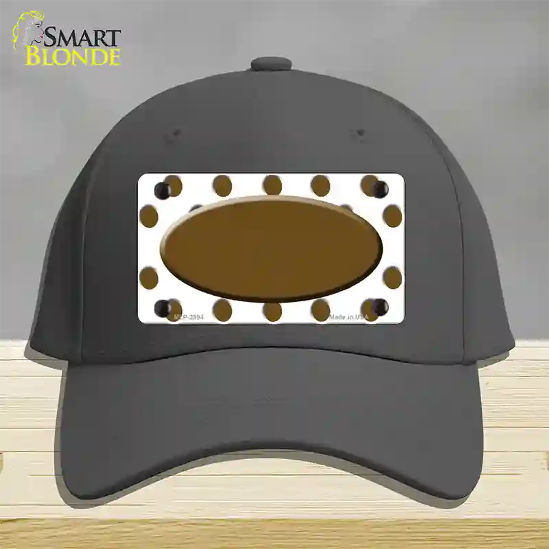 Brown White Polka Dot Brown Center Oval Novelty License Plate Hat Cotton / Charcoal