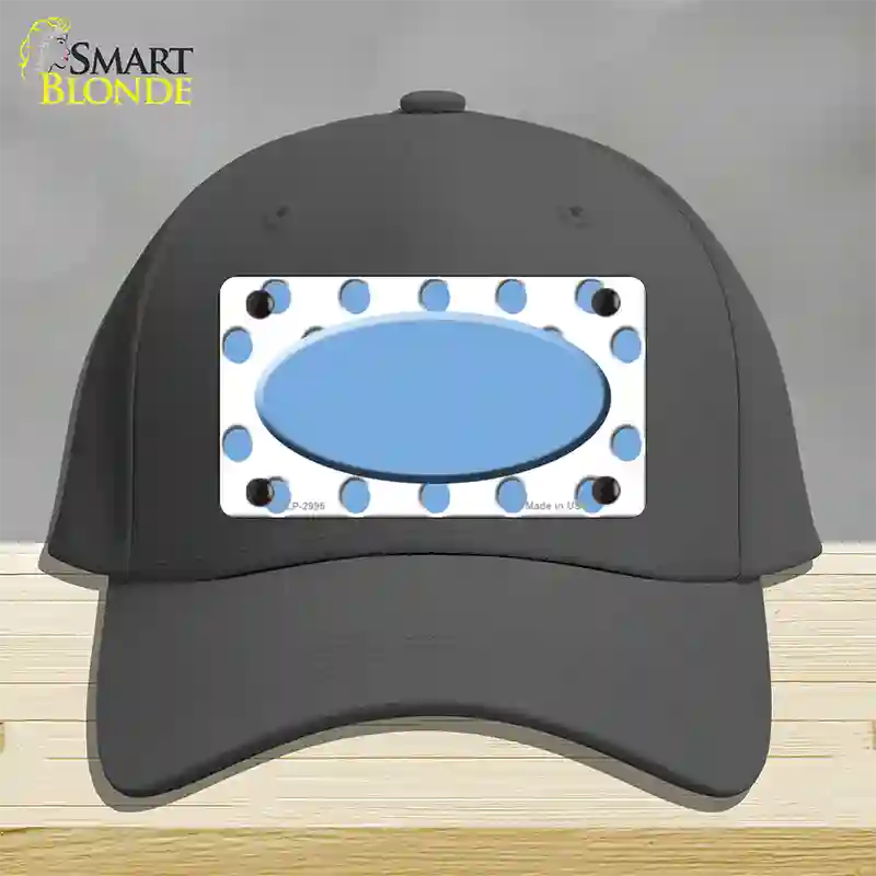 Light Blue White Polka Dot Light Blue Center Oval Novelty License Plate Hat Cotton / Charcoal