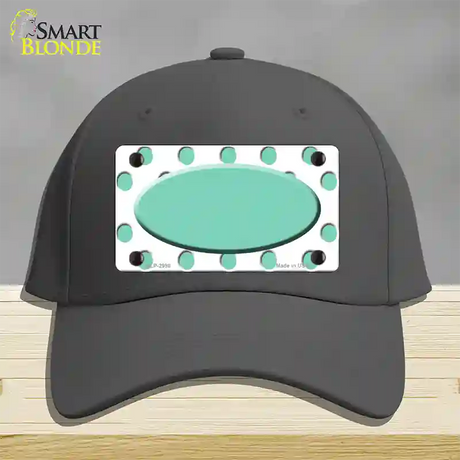 Mint White Polka Dot Teal Center Oval Novelty License Plate Hat Cotton / Charcoal