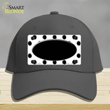 Black White Polka Dot Black Center Oval Novelty License Plate Hat Cotton / Charcoal