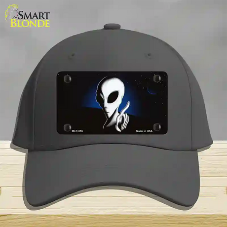 Space Alien Novelty License Plate Hat Cotton / Charcoal