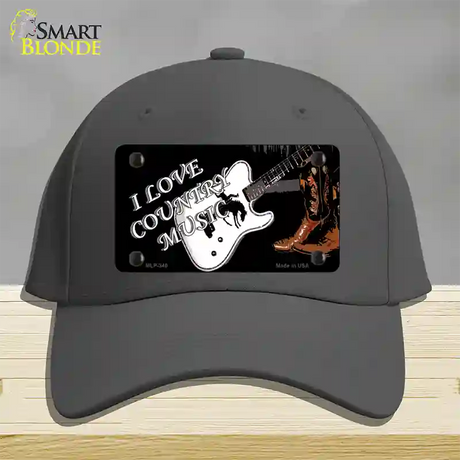 I Love Country Music Novelty License Plate Hat Cotton / Charcoal