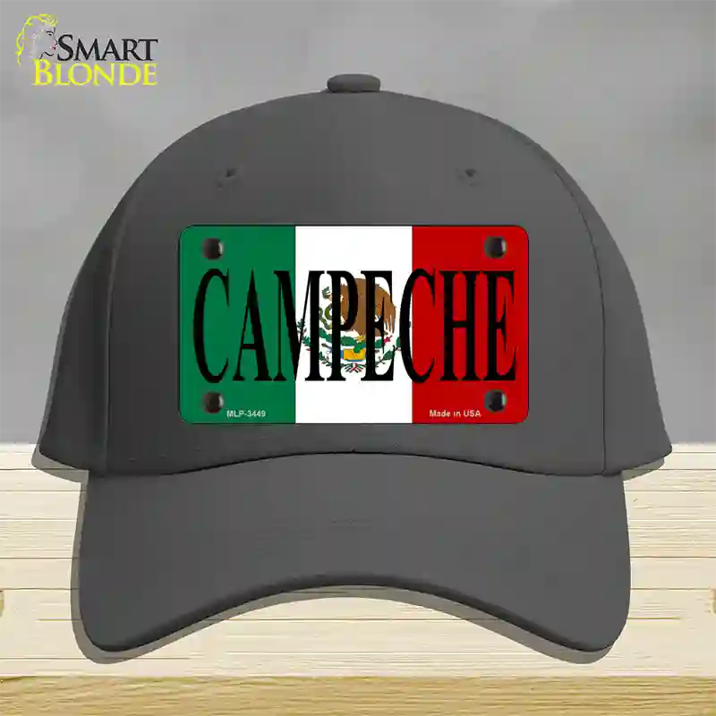 Campeche Mexico Flag Novelty License Plate Hat Cotton / Charcoal