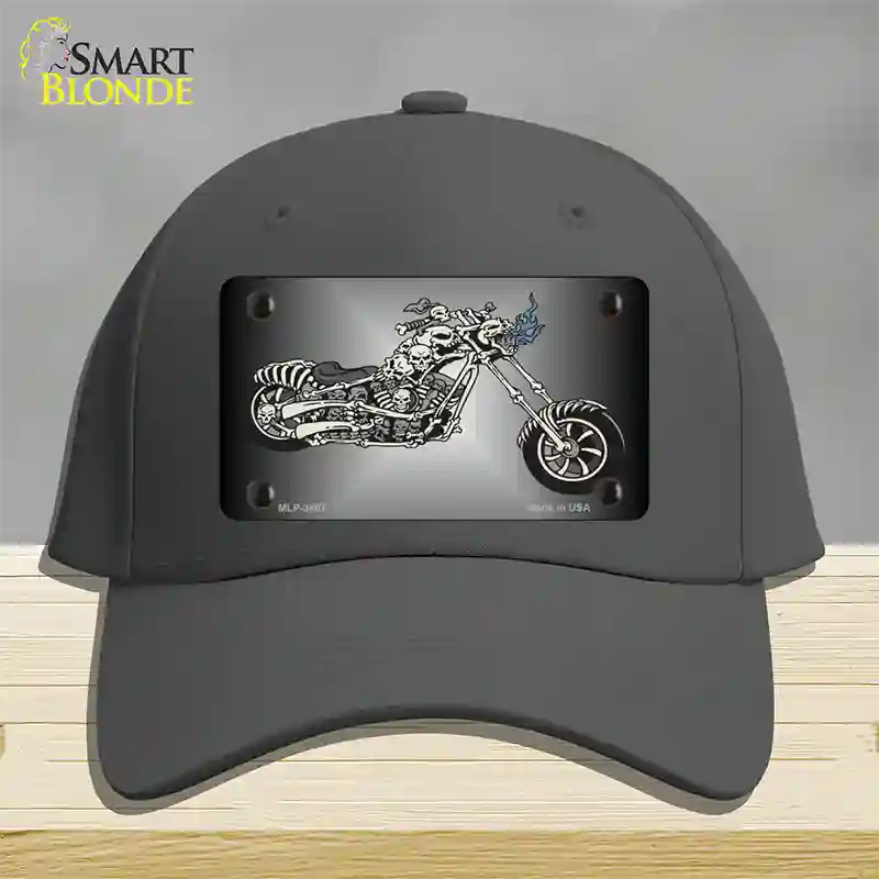 Chopper Skull Novelty License Plate Hat Cotton / Charcoal