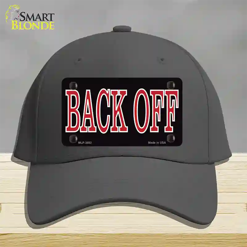 Back Off Black Novelty License Plate Hat Cotton / Charcoal