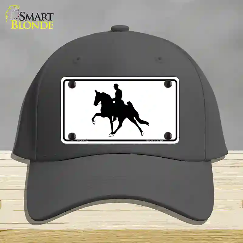 Horse With Rider Novelty License Plate Hat Cotton / Charcoal