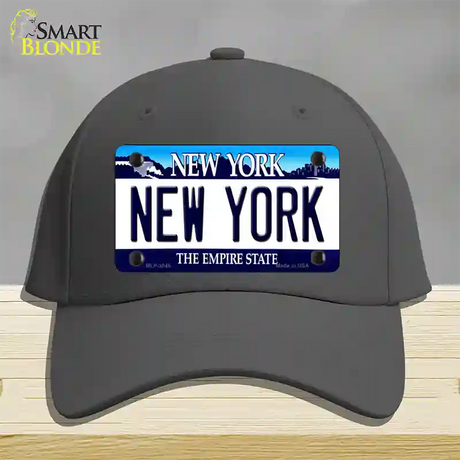 New York State Novelty License Plate Hat Cotton / Charcoal