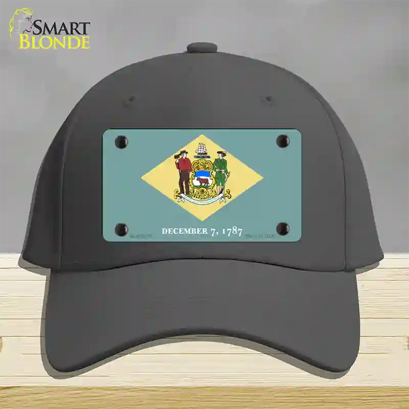 Delaware State Flag Novelty License Plate Hat Cotton / Charcoal