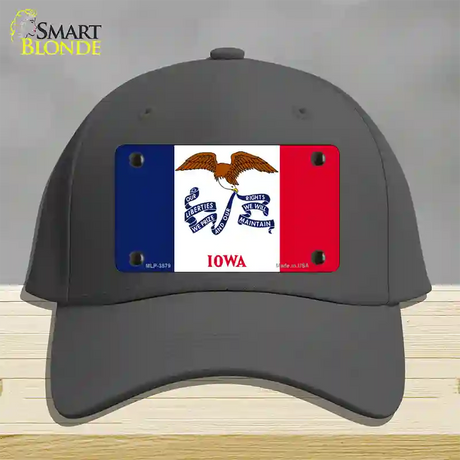 Iowa State Flag Novelty License Plate Hat Cotton / Charcoal