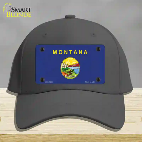 Montana State Flag Novelty License Plate Hat Cotton / Charcoal