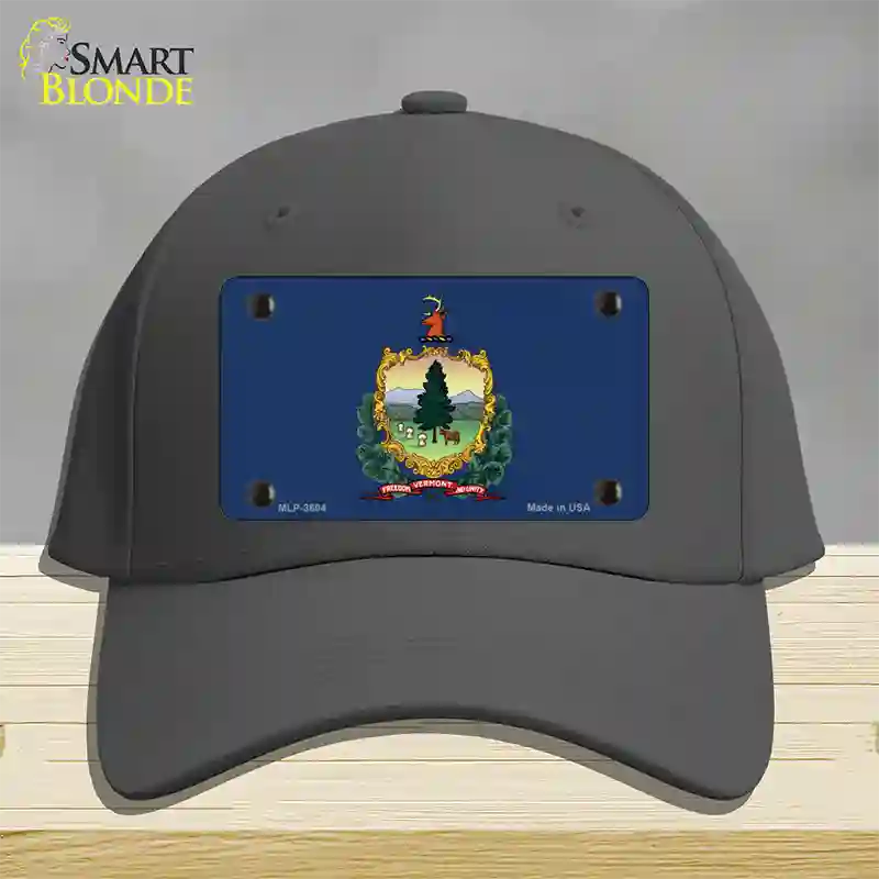 Vermont State Flag Novelty License Plate Hat Cotton / Charcoal