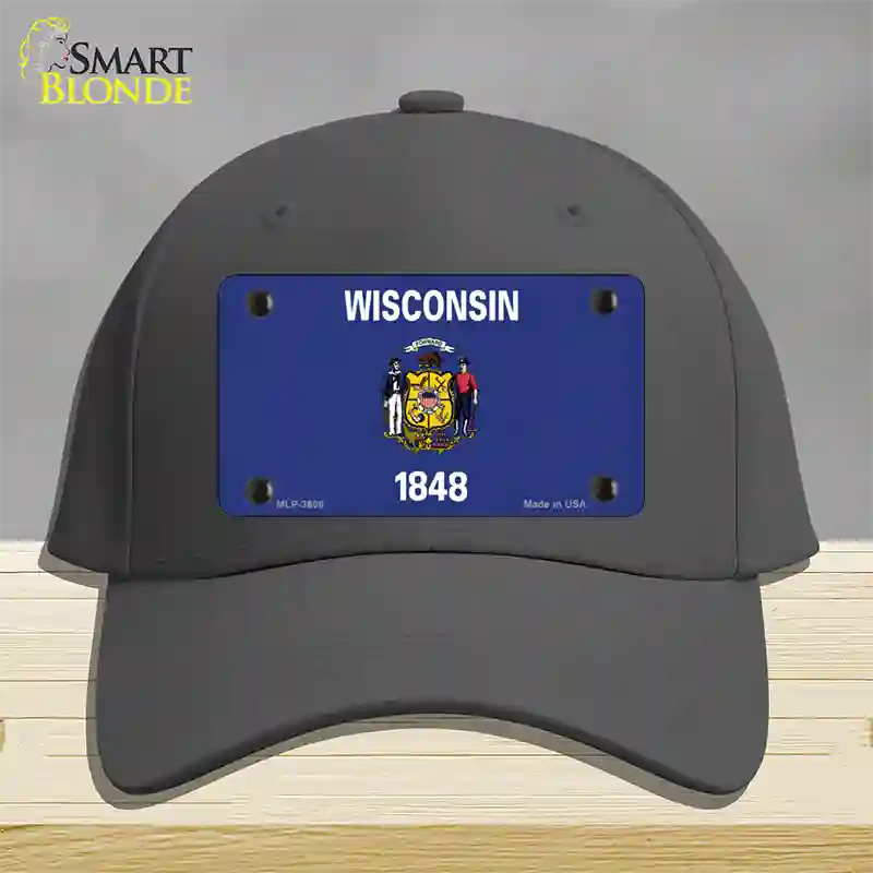 Wisconsin State Flag Novelty License Plate Hat Cotton / Charcoal