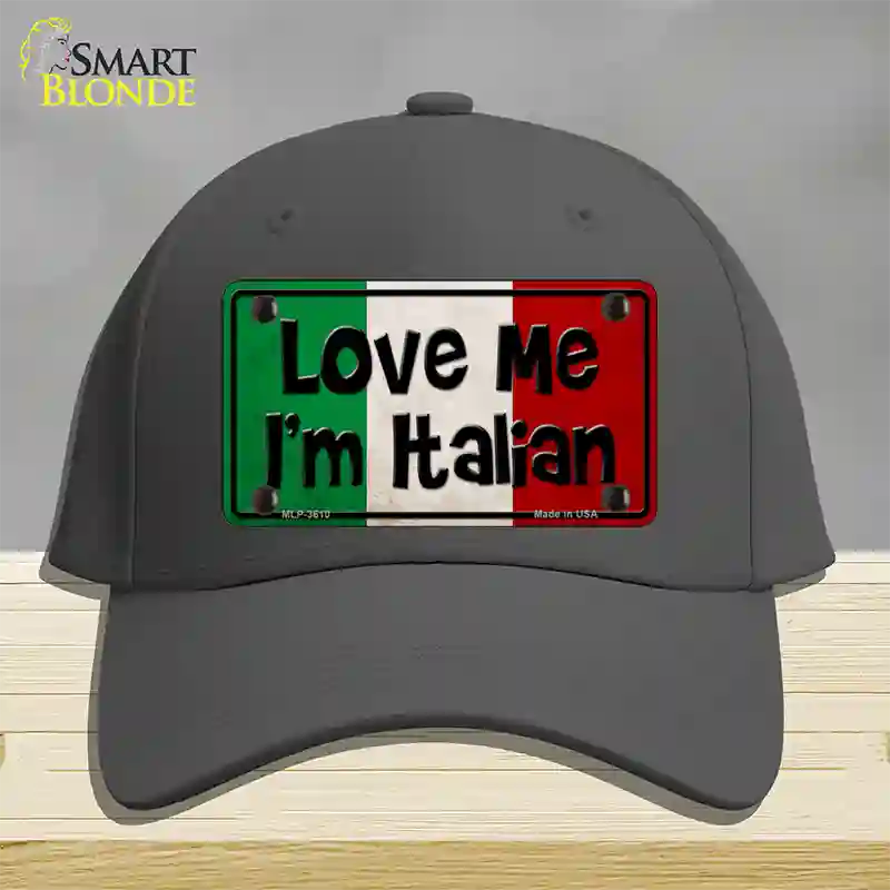 Love Me Im Italian Novelty License Plate Hat Cotton / Charcoal