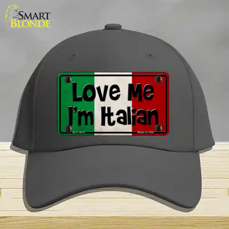 Love Me Im Italian Novelty License Plate Hat Cotton / Charcoal