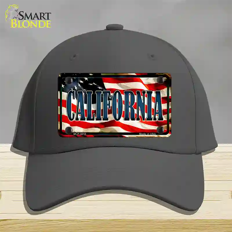 California USA Novelty License Plate Hat Cotton / Charcoal