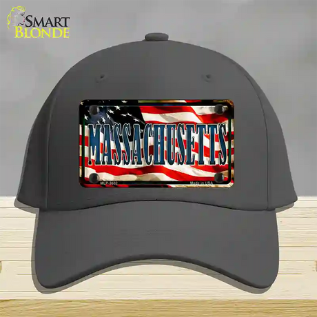 Massachusetts USA Novelty License Plate Hat Cotton / Charcoal