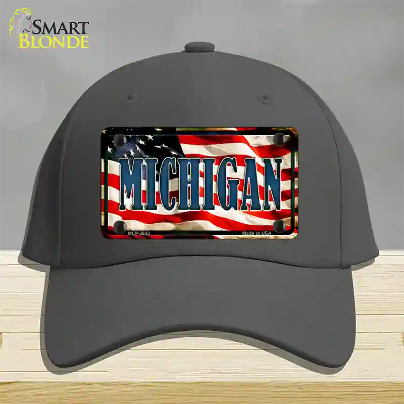 Michigan USA Novelty License Plate Hat Cotton / Charcoal