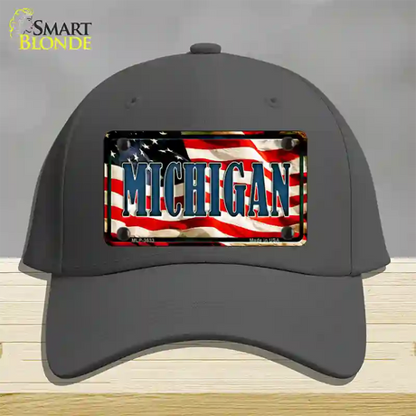 Michigan USA Novelty License Plate Hat Cotton / Charcoal