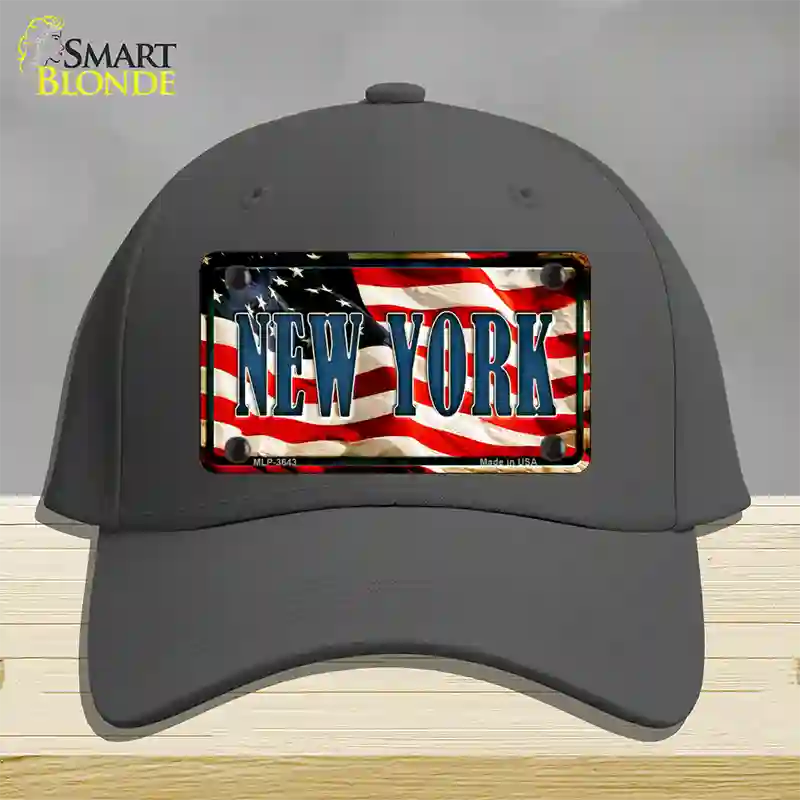 New York USA Novelty License Plate Hat Cotton / Charcoal