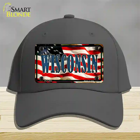 Wisconsin USA Novelty License Plate Hat Cotton / Charcoal