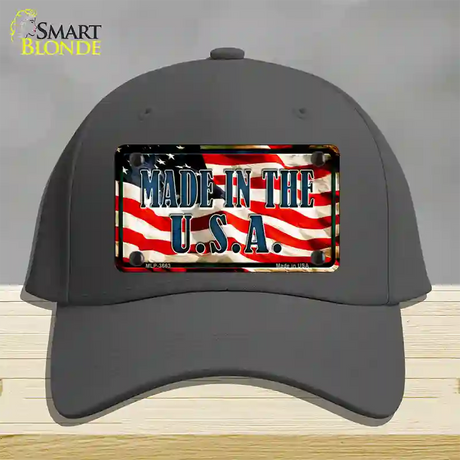 Made In The USA Flag Novelty License Plate Hat Cotton / Charcoal