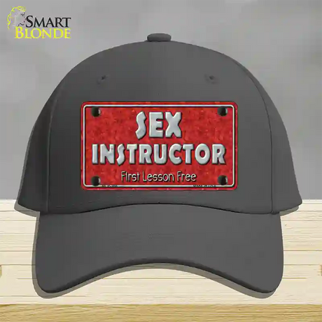 Sex Instructor Novelty License Plate Hat Cotton / Charcoal