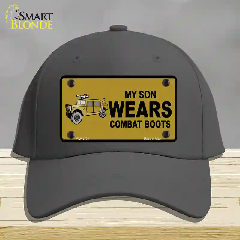 Son Wears Combat Boots Novelty License Plate Hat Cotton / Charcoal