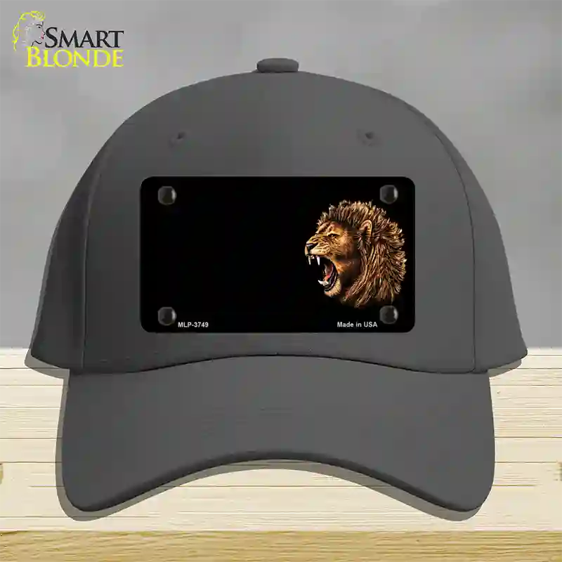 Lion Head Offset Novelty License Plate Hat Cotton / Charcoal