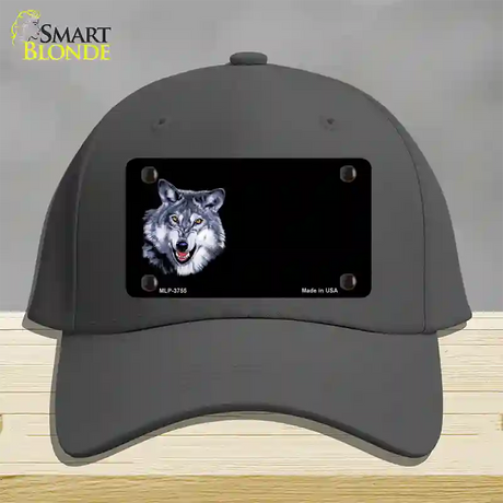 Wolf Offset Novelty License Plate Hat Cotton / Charcoal