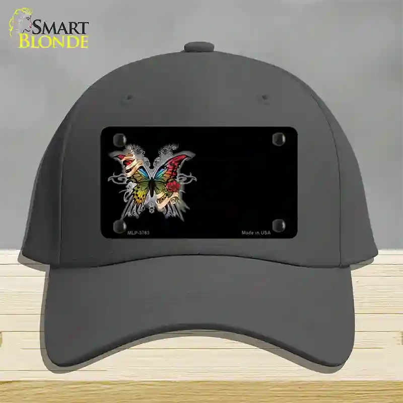 Butterfly Offset Novelty License Plate Hat Cotton / Charcoal