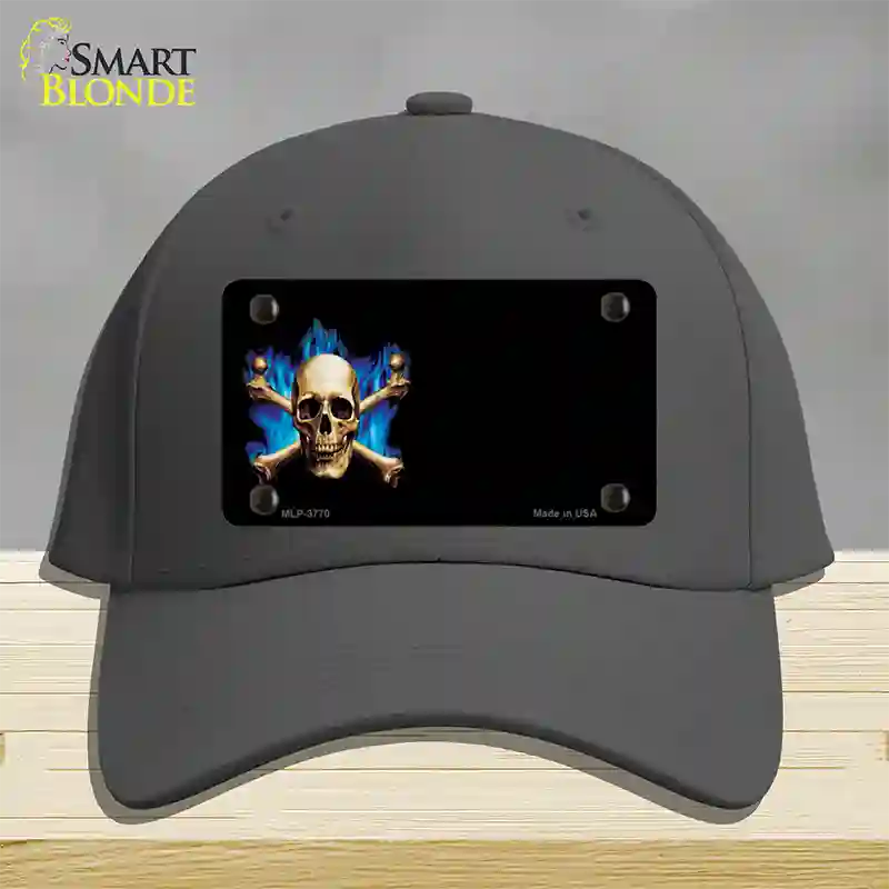 Skull Offset Novelty License Plate Hat Cotton / Charcoal