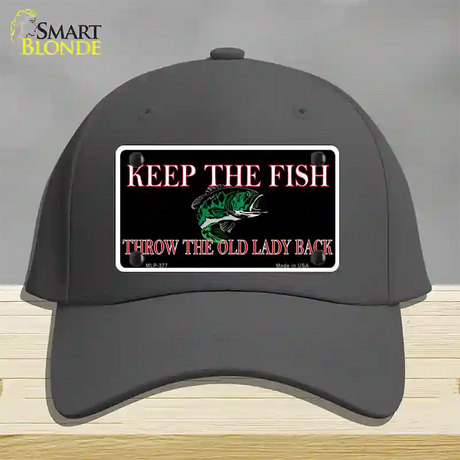 Keep the Fish Novelty License Plate Hat Cotton / Charcoal