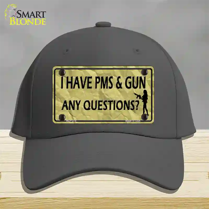 PMS And A Gun Novelty License Plate Hat Cotton / Charcoal