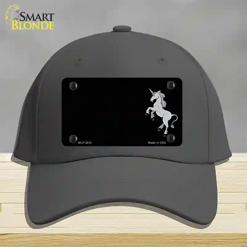 Unicorn Offset Black Novelty License Plate Hat Cotton / Charcoal